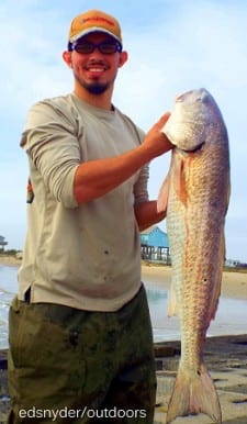 Saul Villa JR. of Houston caught and tagged this 36inch bull red he took on a mullet head