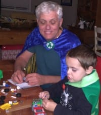 Coby and grandpa playing 'Tornado and The Trash Trucks'