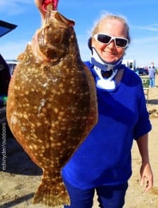Cold Spring anglerette Janice Hosea took this nice flounder while fishing a finger mullet