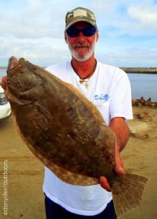 High Islander Jackie Bertolino nabbed this nice 19inch flatfish while dragging a berkely gulp