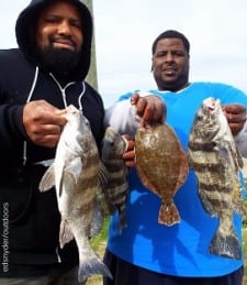 Houston Fishin buds Ramon Taylor and Dujuan Smith loaded their cooler with drum, sheepshead, and flounder while fishing shrimp