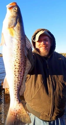 Mark Sanders of Vidor TX nabbed this nice trout while reeling in a berkely gulp
