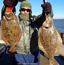 Philit Joe of Houston managed these two nice flounder while fishing with gulp