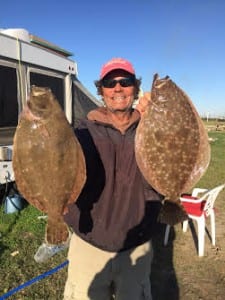 Rollover angler Stuart Yates caught this nice limit of flounder on berkely gulp