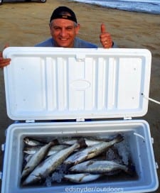 The Dark-30 hour provided Red Oak TX angler Bob Hatley with his limit of speckled trout fishing Assasin soft plastics