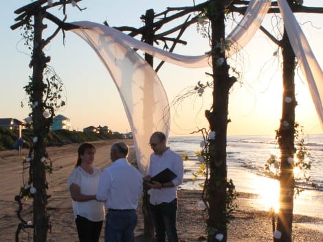 George McMillan, from Port Bolivar, and Dee Rawlins, from Missouri exchanged wedding vows Saturday in a spectacular sunrise service on the beach. Congratulations to a great couple.