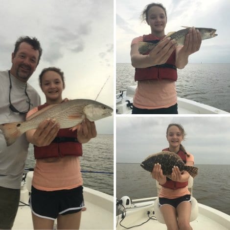 Evie Nolen (12 yrs old) caught the Gulf Coast Grand Slam (including a keeper flounder) on her very FIRST bay fishing trip on May 22nd in East Bay (near Stingaree)