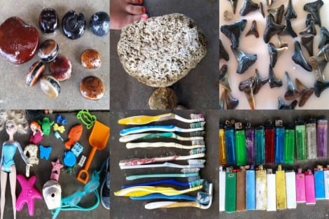 An assortment of treasures and trash, a good beachcombing day for Tracy.