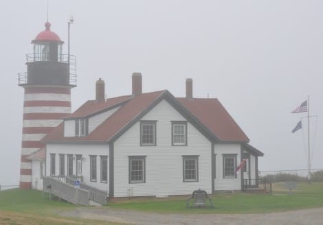 West Quoddy Head Lighthouse as the fog rolls in.