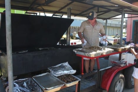 Harris Eaton, of Eaton Meats in Nederland, cooked up boudin, dirty rice, ribs and chicken 