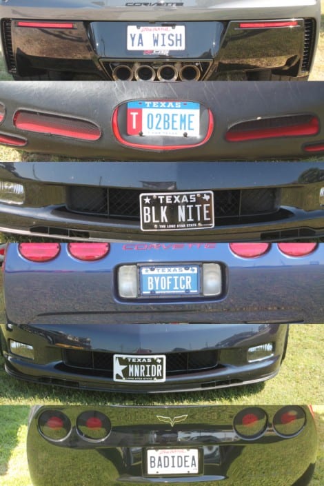 A few of the creative vanity plates spotted at the event