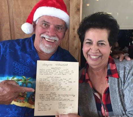Richard and Lana Thompson helped Stingaree celebrate their 30th Anniversary on Sunday, enjoying a signature Stingaree meal from the 1986 menu.