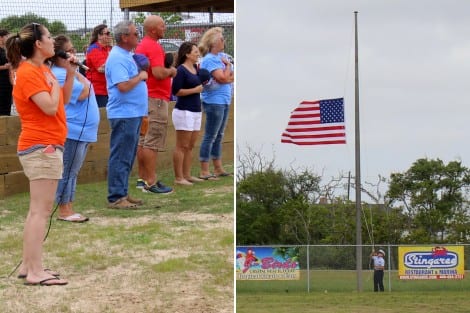 Haley Comeaux sang the National Anthem as USCG Petty Officer Corey Weber raised the flag