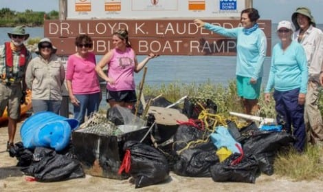 Members of the Galveston Bay Area Chapter of the Texas Master Naturalists at the Dr. K. Lloyd Lauderdale Boat Ramp on Bolivar Peninsula after a trash collection day