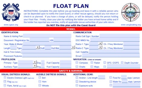 safe boating tip # 11 - float plan paper