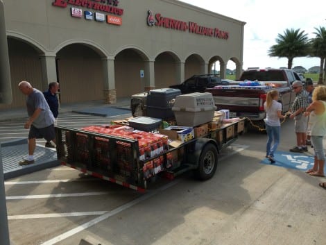 A trailer load of supplies heading to a relief center in Port Arthur.